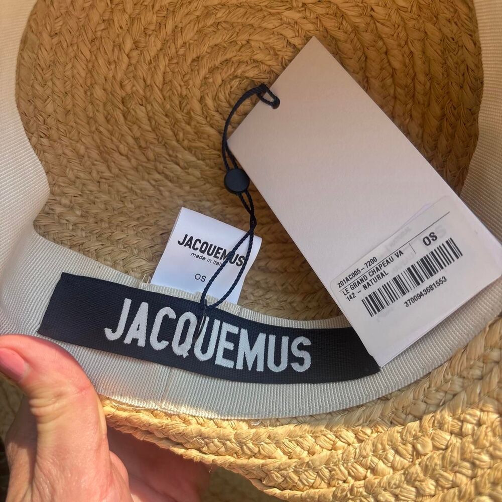 Jacquemus Large Valensole Le Grand Chapeau natural tan raffia 12” wide brim hat - Picture 3 of 6